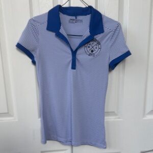 Nike golf Blue & White Striped Polo Shirt with Blue Trim westminster WCA